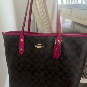 Coach Signature Tote Bag - Brown and Pink